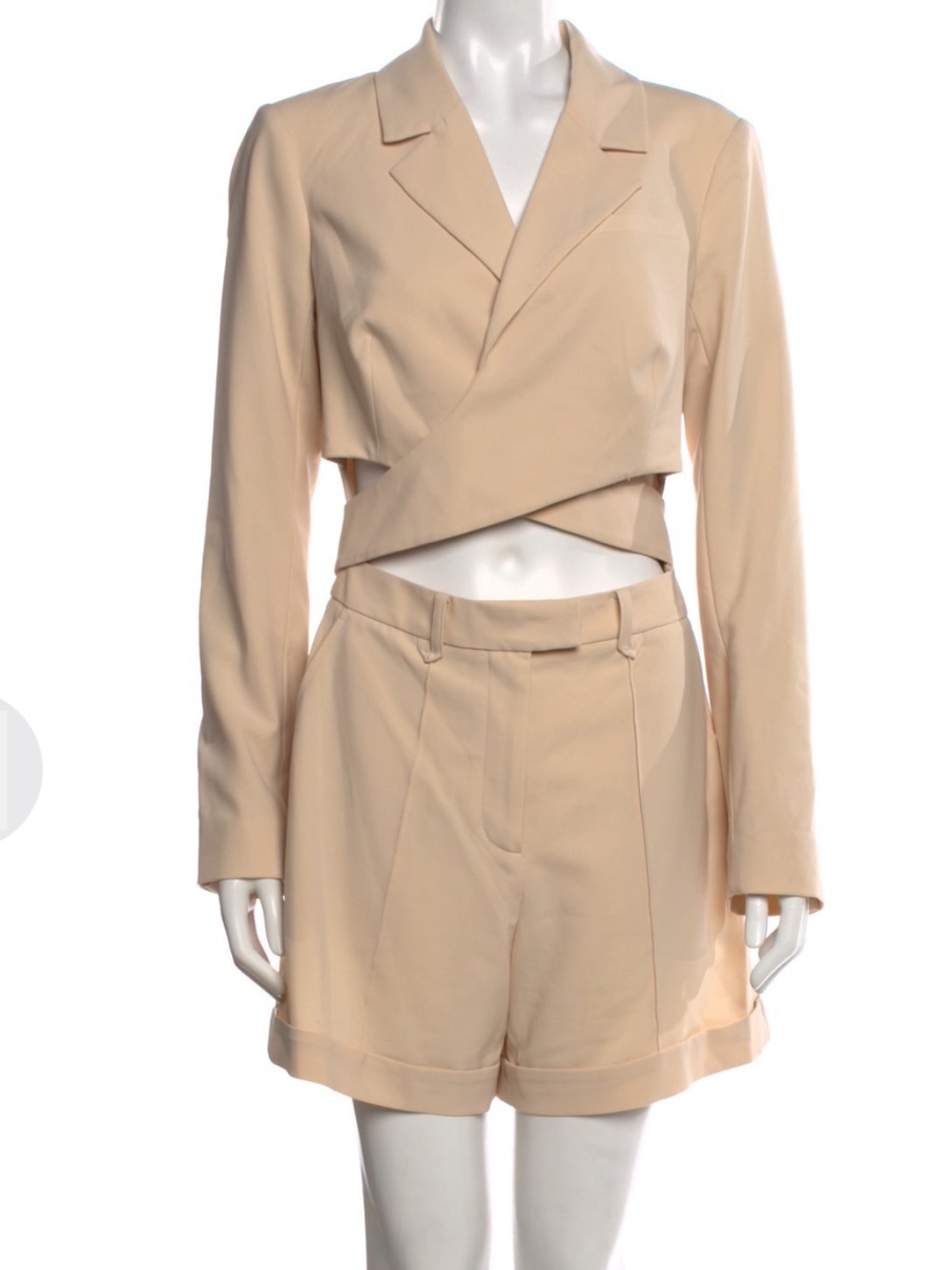 Jonathan Simkhai Cropped Wrap Blazer and High-Waist Short Romper-Jumpsuit